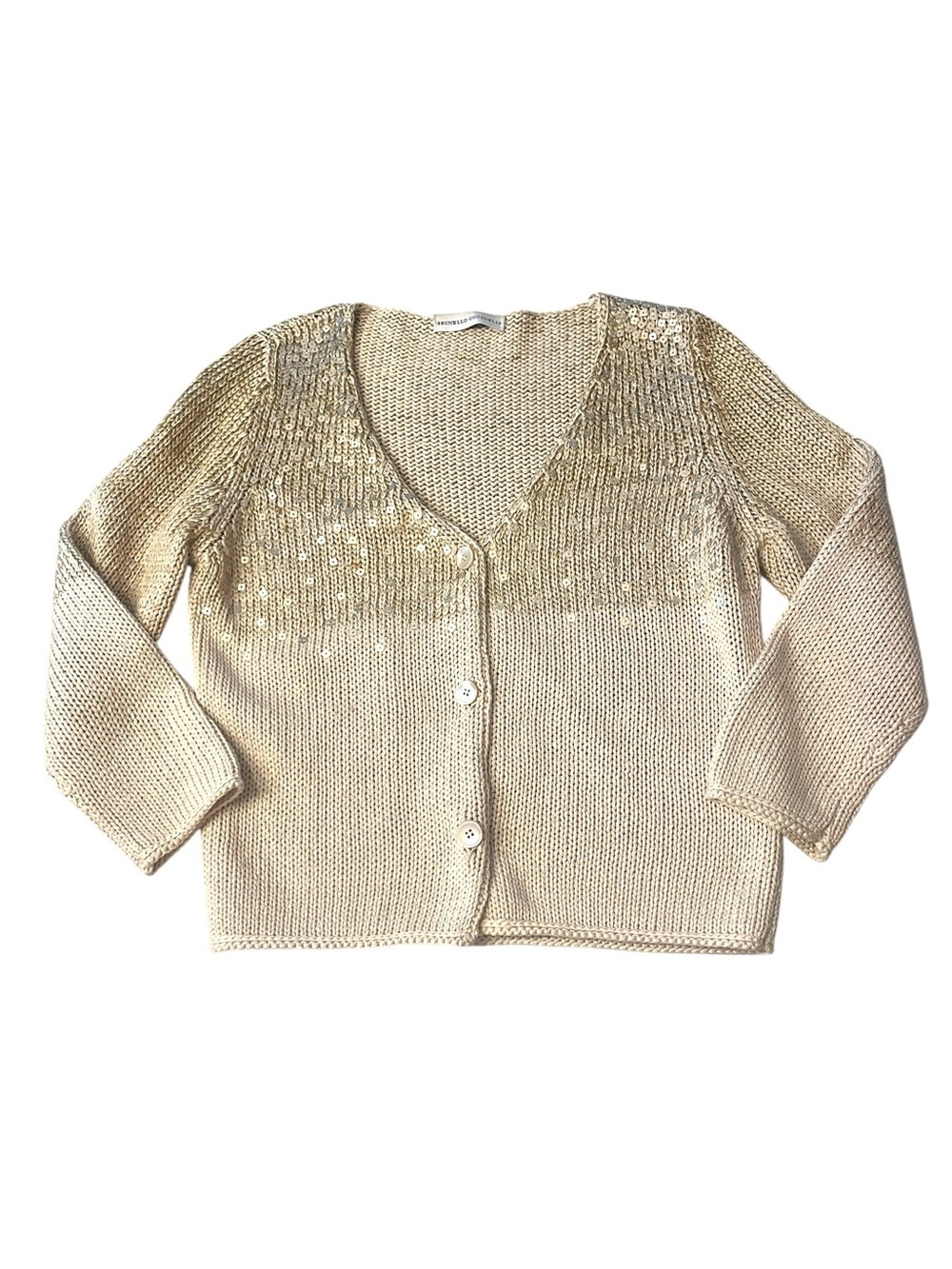 Brunello Cucinelli Sequin Embellished Button Down Cardigan Sz P or Sz S Italy